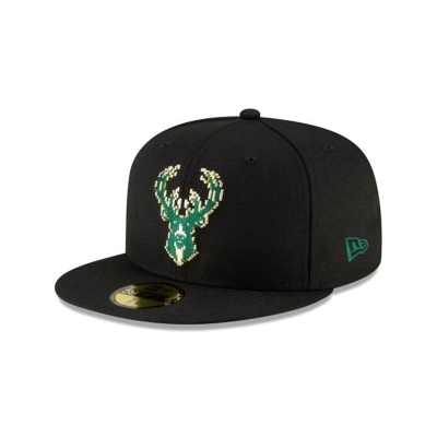 Sapca New Era Milwaukee Bucks NBA Pixel 59FIFTY Fitted - Negrii